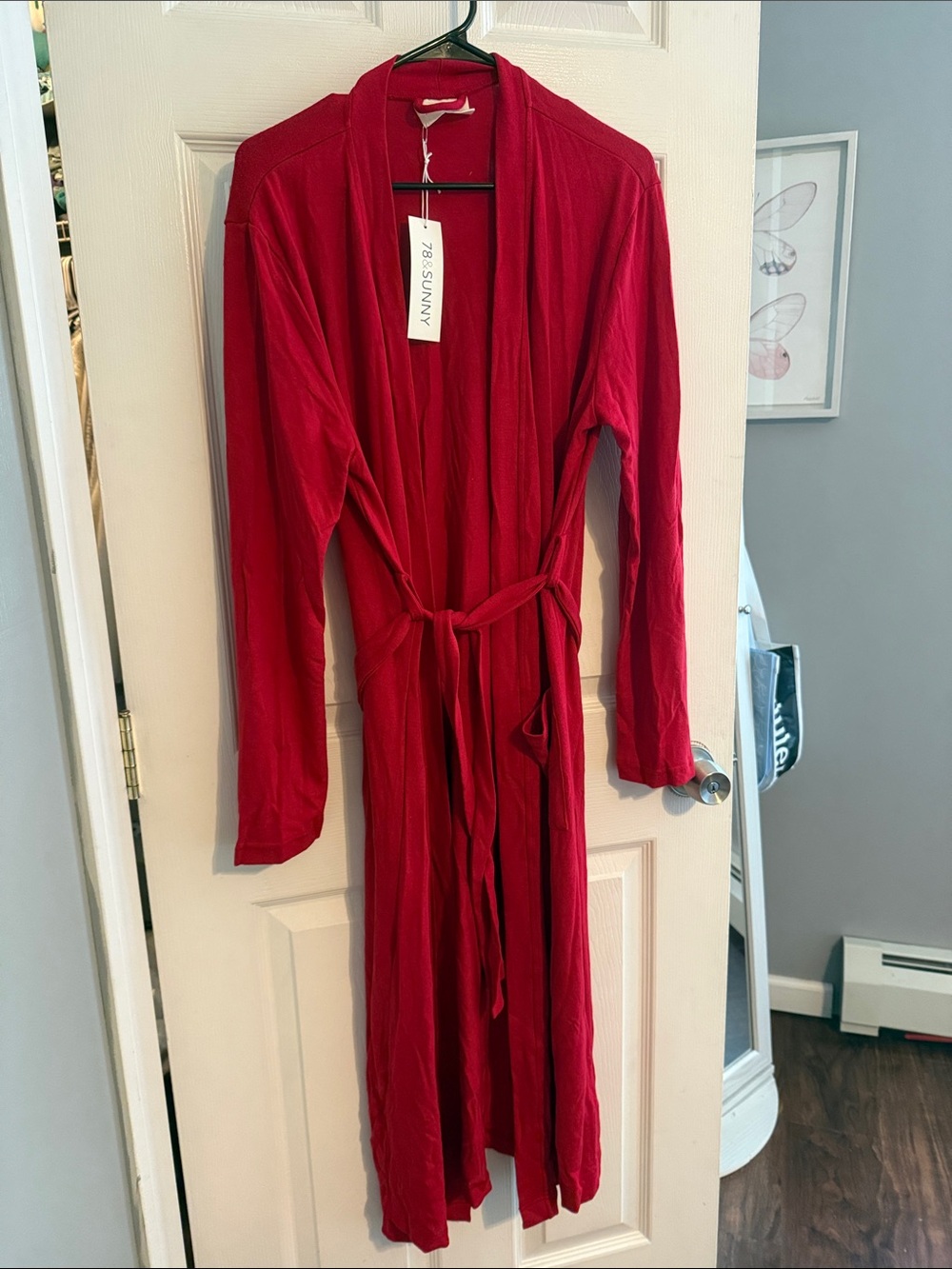 Women's Red Long Tie-Belt Robe by 78 & Sunny